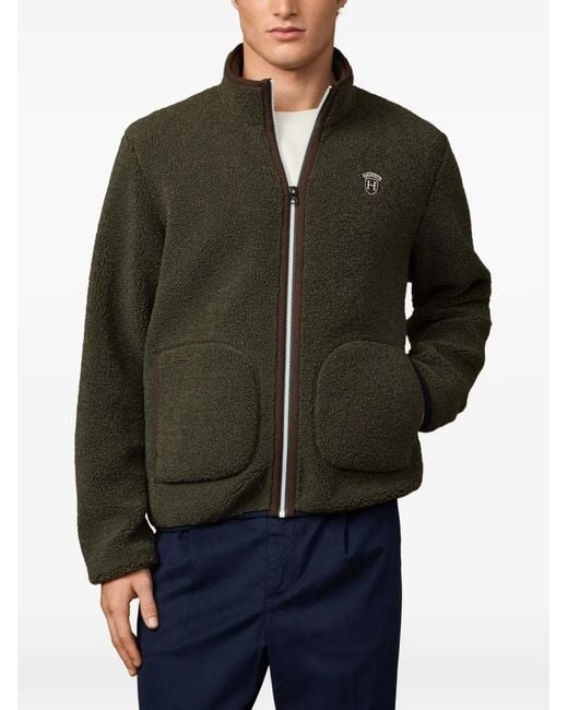 Hackett Black Heritage Badge Teddy-Fleece Jacket for men