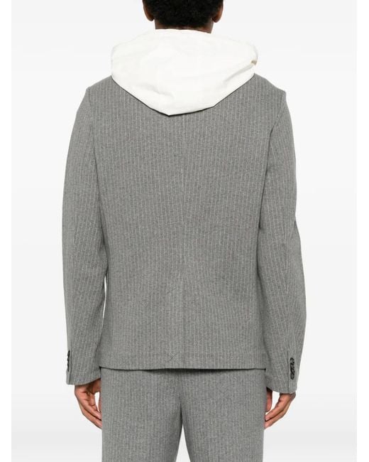 Mackage Gray Pinstripe-Pattern Hooded Blazer for men