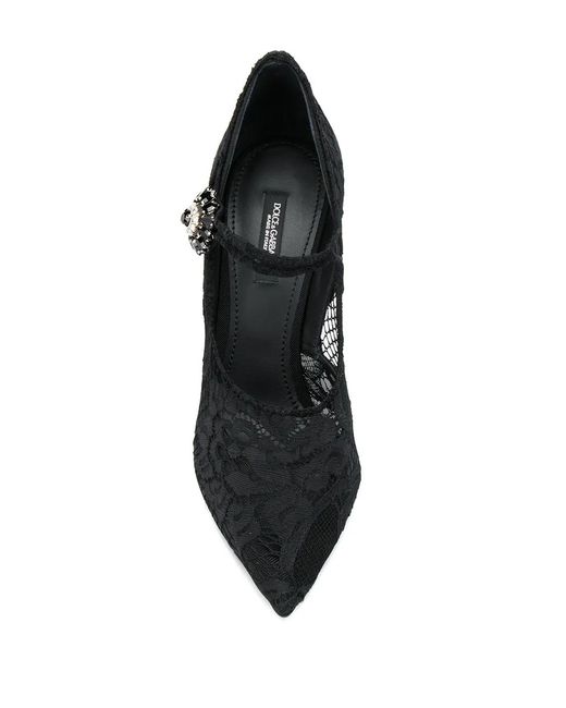 Dolce & Gabbana Black Mary Jane Lace Pumps