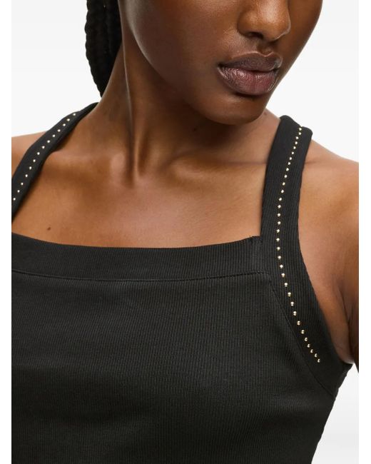 Karl Lagerfeld Black Studded Crisscross Tank Top