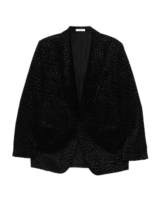 Fursac Black Pattern Animal Cotton Blazer for men