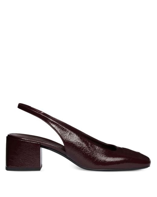 Courreges Brown Slingback-Schuhe mit Blockabsatz 55mm