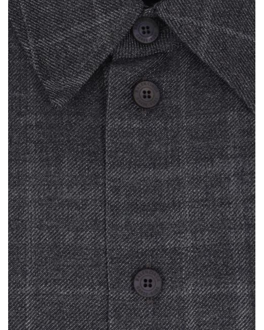 Balenciaga Gray Checked Wool Shirt