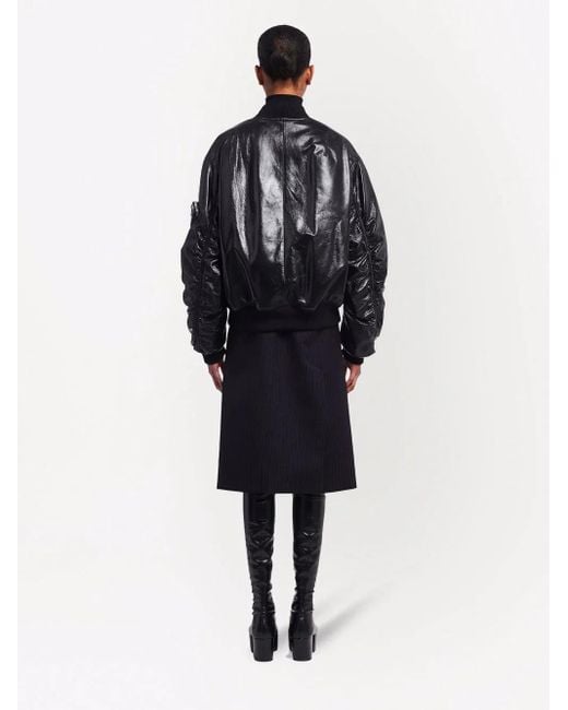 Prada Black Leather Bomber Jacket