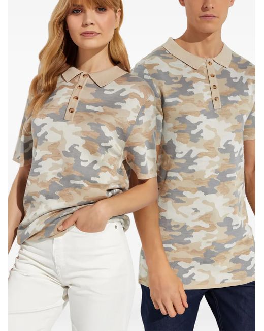 SER.O.YA Gray Camouflage-Pattern Polo Shirt