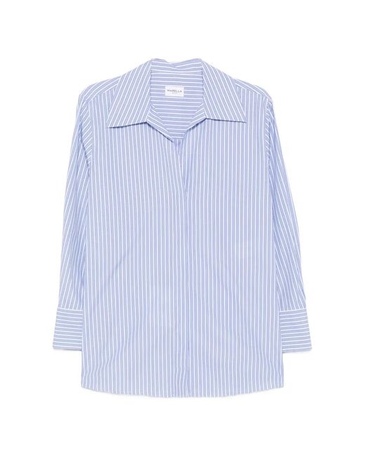 Marella Blue Mlstabarin Striped Buttoned Shirt