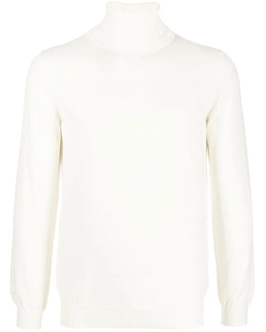 Zanone White Long-Sleeve Roll-Neck Jumper for men