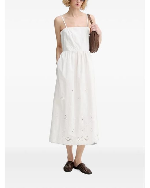 Marc O' Polo White Shirred-Back Midi Dress