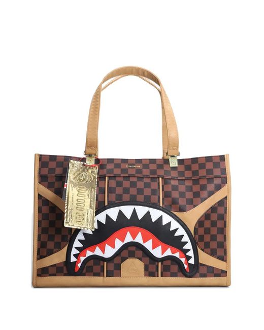 Sprayground White Hennyville Tortuga Shark Tote Bag