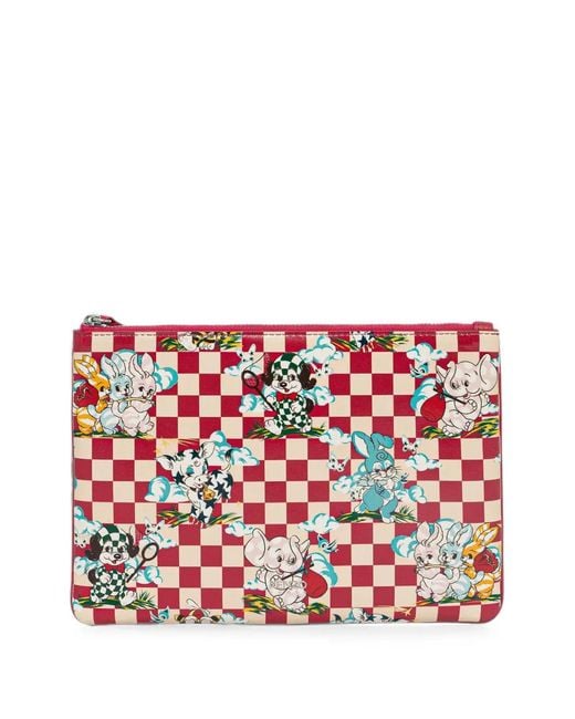 KENZO Red Cartoon Check-Pattern Animal-Print Pouch for men