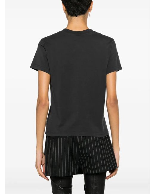 Courreges Black Logo Embroidered Cotton Jersey T-Shirt