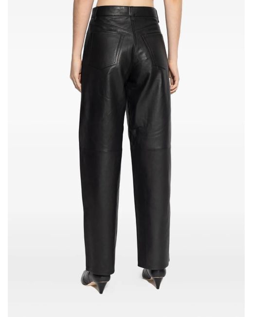 Samsøe & Samsøe Black Saharpal Leather Panelled-Design Trousers