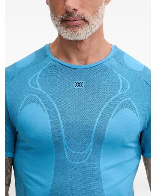 X Bionic Blue Logo-Patch Panelling T-Shirt for men