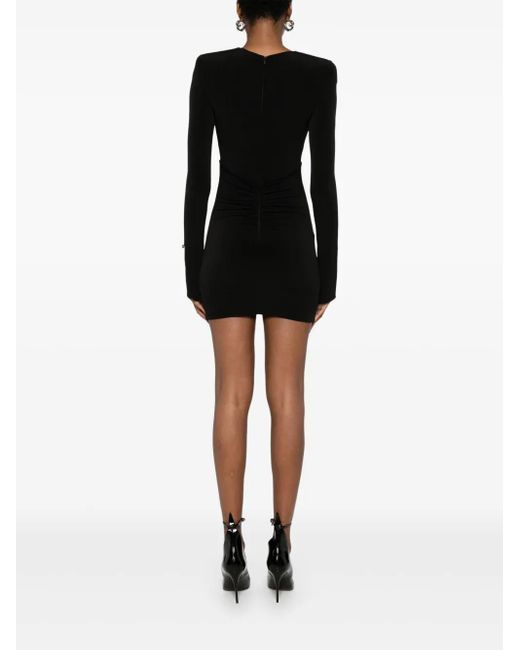 Nissa Black Crystal-Embellished Mini Dress