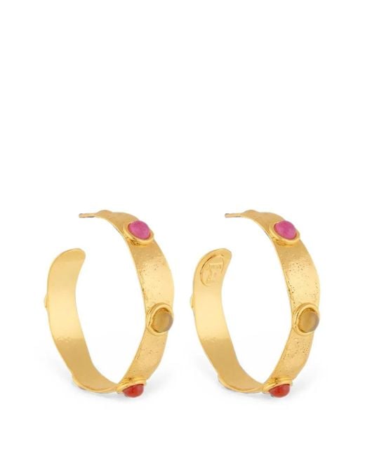 Sylvia Toledano Metallic Bianca Gemstone-Embellished Hoop Earrings