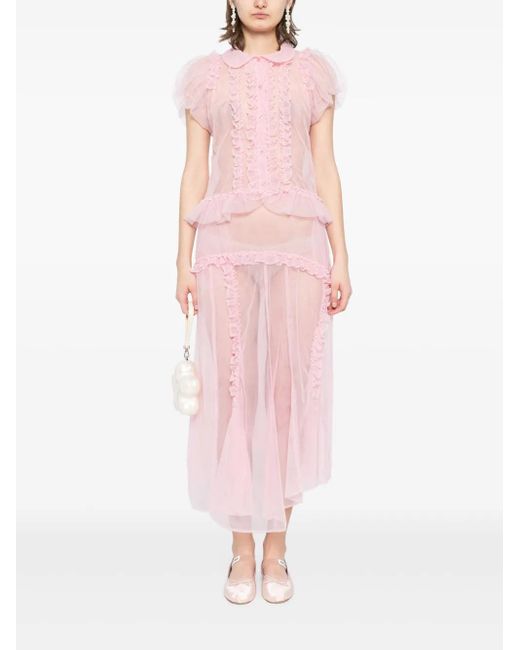 Simone Rocha Pink Ruffle-Details Skirt