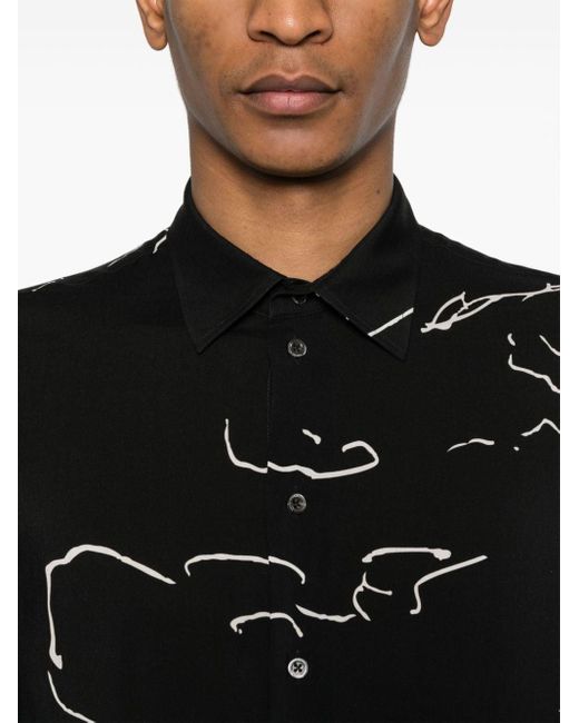 Camisa con estampado abstracto Emporio Armani de hombre de color Black