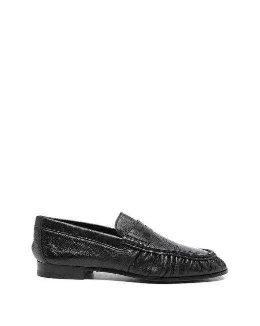 Tagliatore Black Mocassins En Cuir À Fronces for men