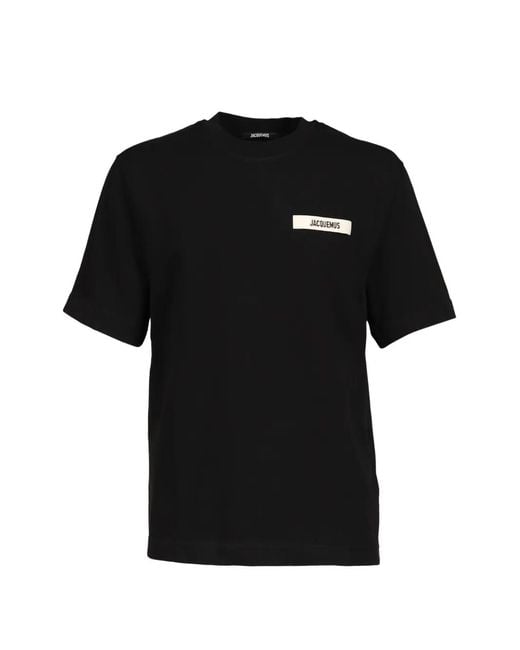 Jacquemus Black Logo-Patch T-Shirt for men