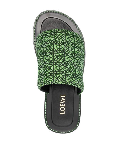 Loewe Green Jacquard-Logo Flat Sandals for men
