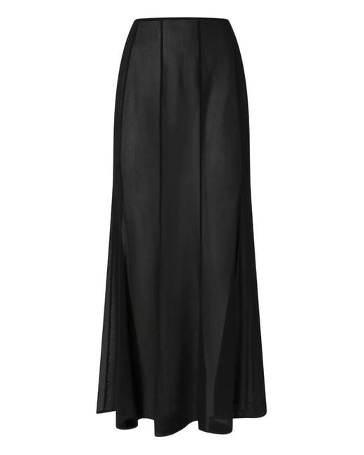 Pinko Black Long Skirt With Sheer Details