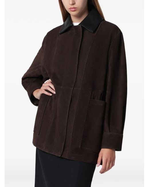 Nour Hammour Black Grange Long-Sleeve Suede Jacket