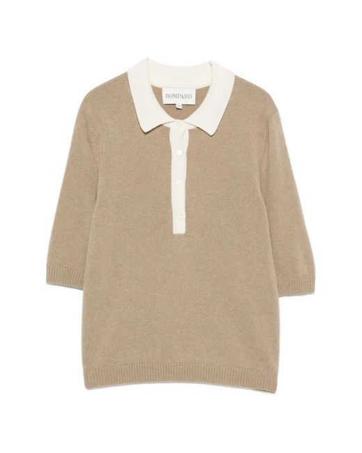 Bompard Natural Two-Tone Cashmere Polo Top
