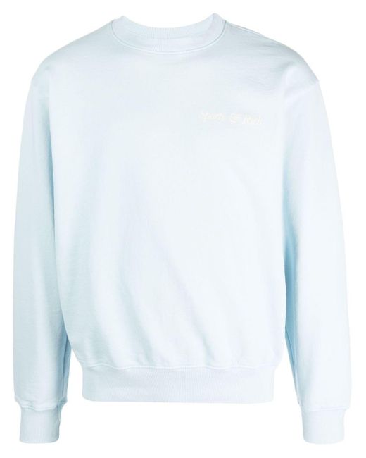 Sporty & Rich Blue Logo-embroidered Cotton Sweatshirt