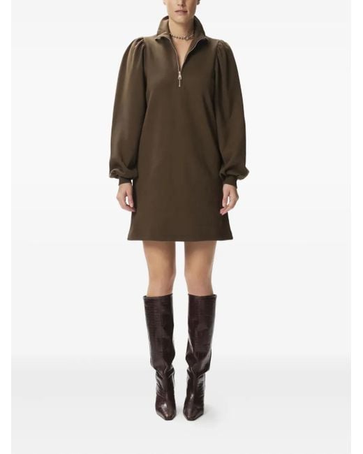 Gestuz Brown Zip-Front Mini Dress