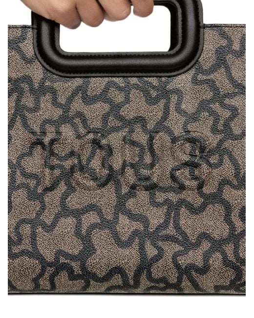 Tous Gray Top-Handle Bear-Print Tote Bag
