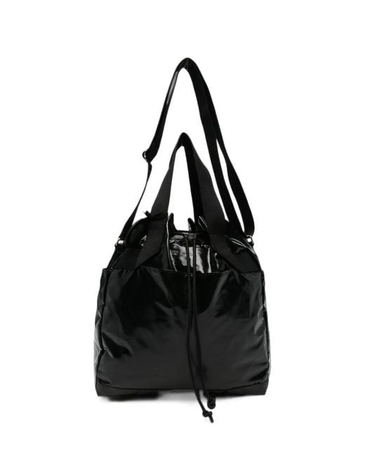 Jack Gomme Black Glossy Drawstring Shoulder Bag