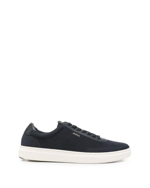 Emporio Armani Blue Round-Toe Lace-Up Sneakers for men