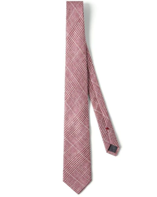 Brunello Cucinelli Purple Prince Of Wales Patterned Tie for men