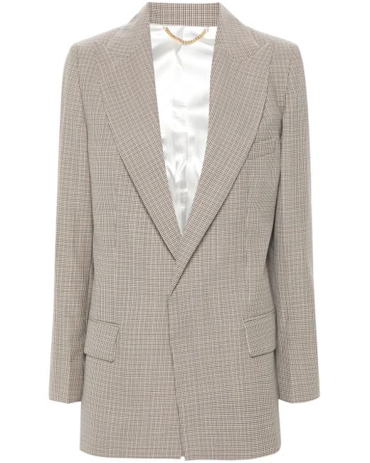 Victoria Beckham Gray Puppytooth Peak-Lapel Blazer