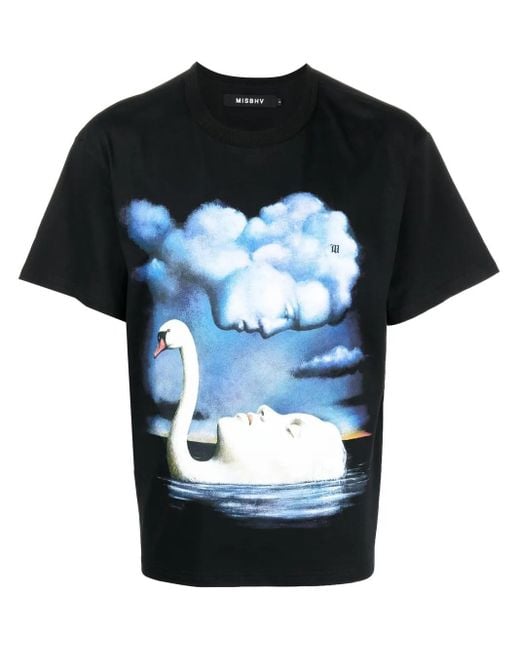 T-Shirt Con Stampa Grafica di M I S B H V in Black da Uomo