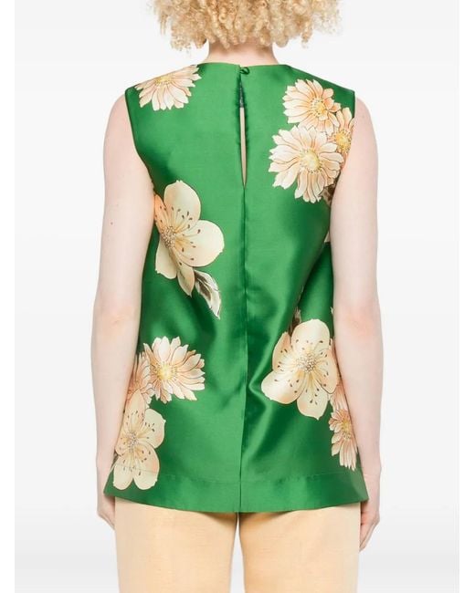 ALÉMAIS Green Sage Floral-Print Sleeveless Top