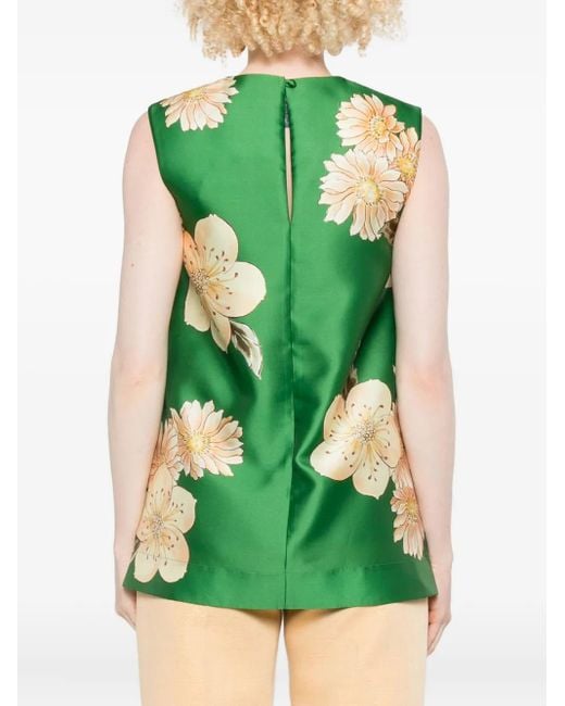 Top Sage sin mangas con motivo floral ALÉMAIS de color Green