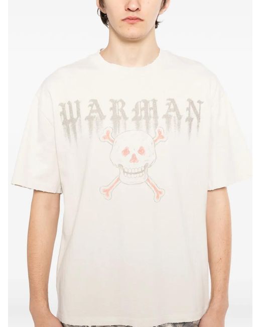 WARMAN White Skull-Print T-Shirt for men