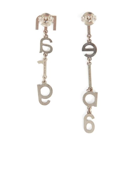 MM6 by Maison Margiela White Letter Logo Earrings
