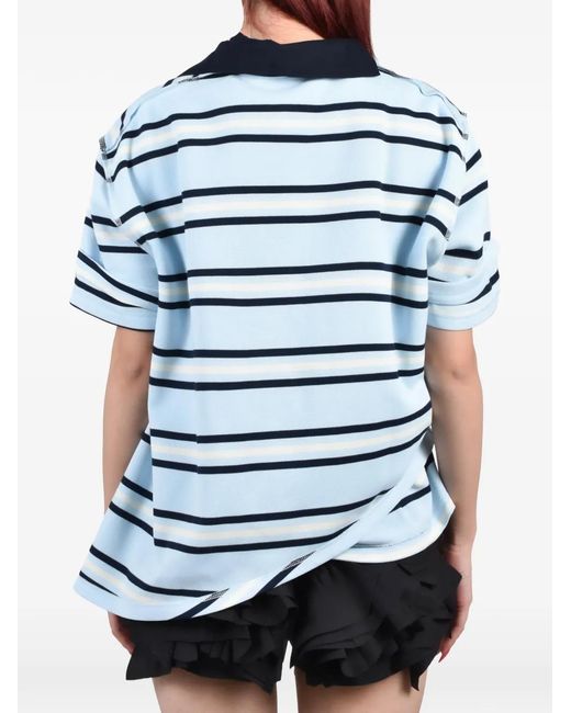 Natasha Zinko Blue Striped Asymmetric Polo Shirt