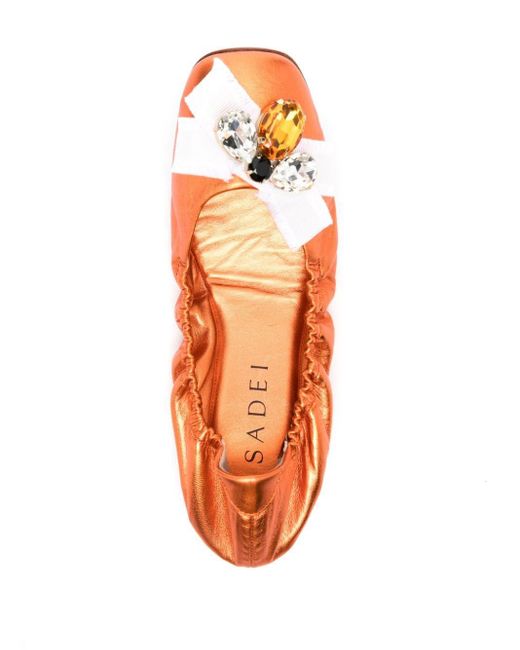 Casadei Queen Bee Leren Ballerina's in het Orange