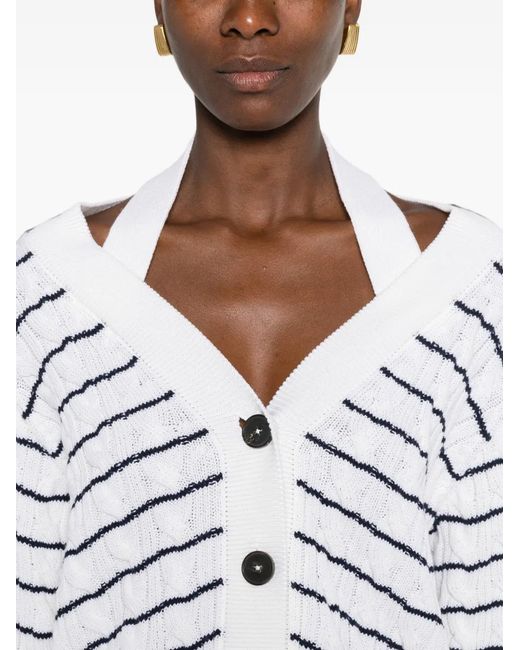 McQueen White Striped Cardigan