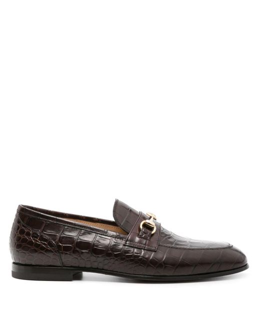 Scarosso Brown Alessandro Embossed-crocodile Loafers for men
