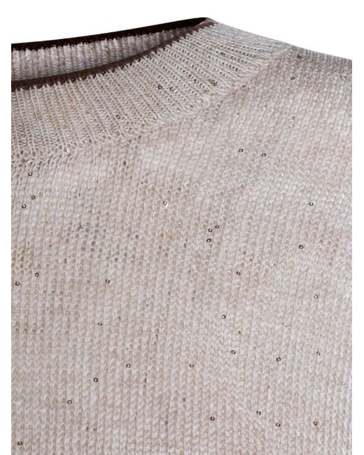 Brunello Cucinelli Gray Sequin-Embellished Sweater for men