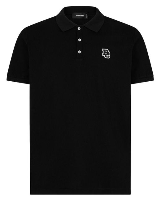 DSquared² Black Logo Cotton Polo Shirt for men