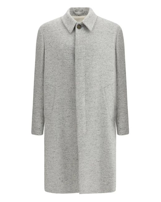 Lardini Gray Herringbone Single-Breasted Coat for men