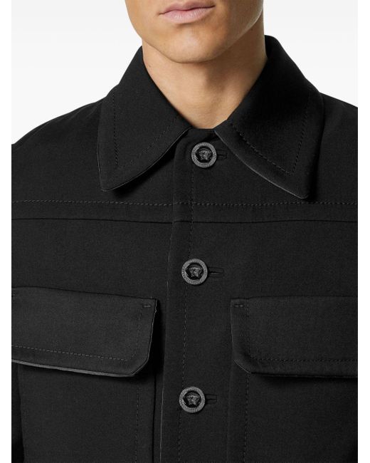 メンズ Versace メドゥーサボタン コート Black