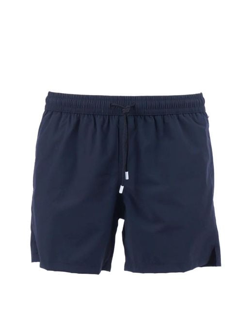 Fedeli Blue Drawstring Swim Shorts for men