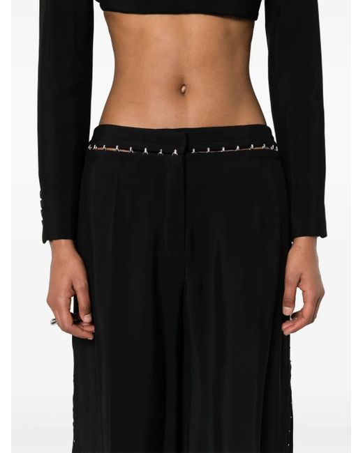Mugler Black Hook & Eye Wide-Leg Trousers