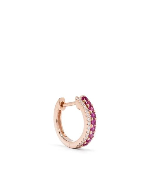 Roxanne First Pink 14Kt Row-Sapphires And Diamonds Single Earring